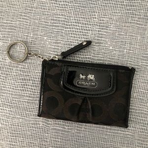 Coach Key Card Holder Coin Purse Black & Brown